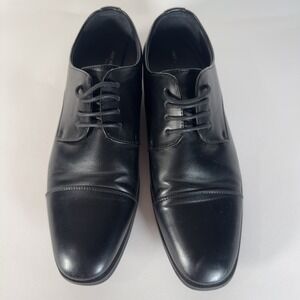 VAN HEUSEN Turk Mens 9M Black Cap Toe Oxford Dress Shoes Memory Foam Flex